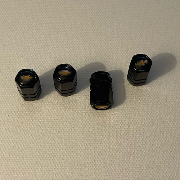 Chevrolet Valve Stem Caps in Black Set of 4 NWT - Picture 2 of 4